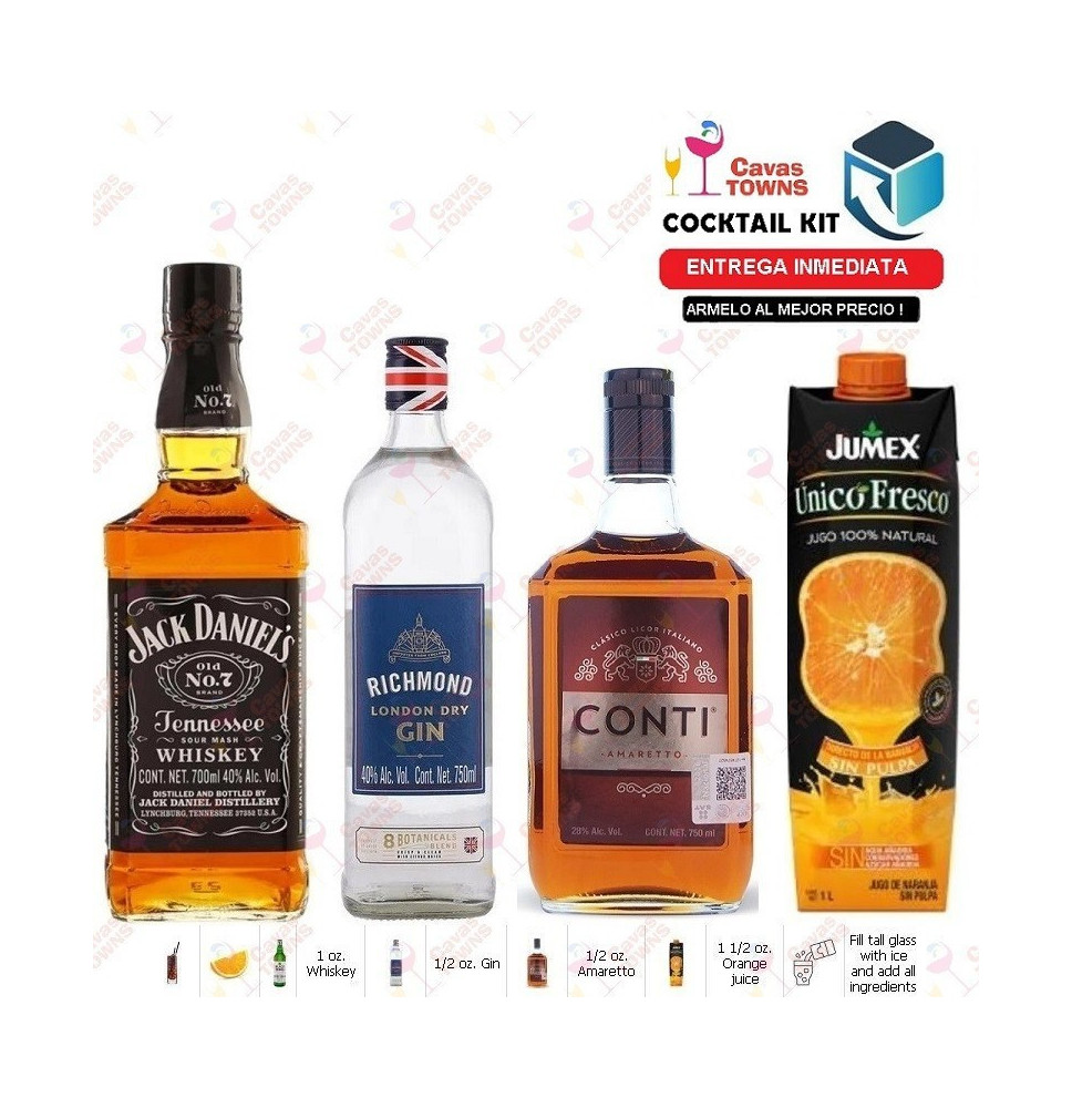 Cocktail Kit Alabama Slammer - 6 Receta Recipe - Cavas Towns
