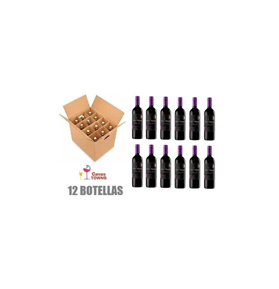 Caja 12 Botellas Vino Tinto Viña Maipo Merlot 750 ml - Cavas Towns